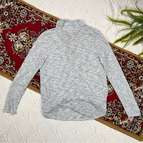 Mesh + Lace Long Sleeve Wrap Women's Shirt Top Space Dye Gray Size M - Picture 2 of 7